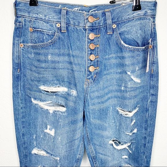 New Free People Blossom Rigid Soak Up The Sun Skinny Cropped Distressed size 26 - Picture 4 of 12